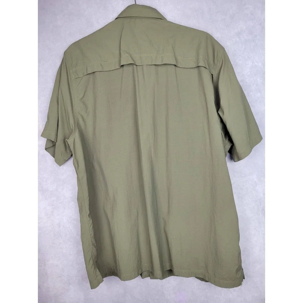 The North Face Mens XL‎ TALL Short Sleeve Button Up Shirt Khaki Outdoor
